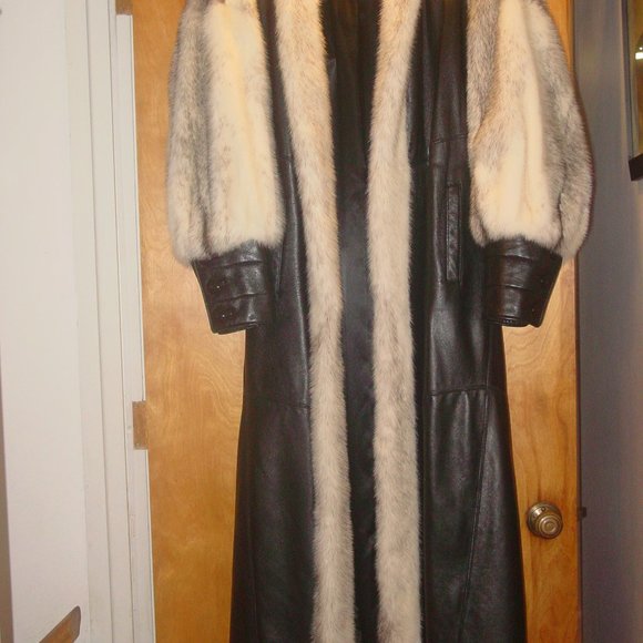 Talk of the Walk Long Leather & Mink Coat